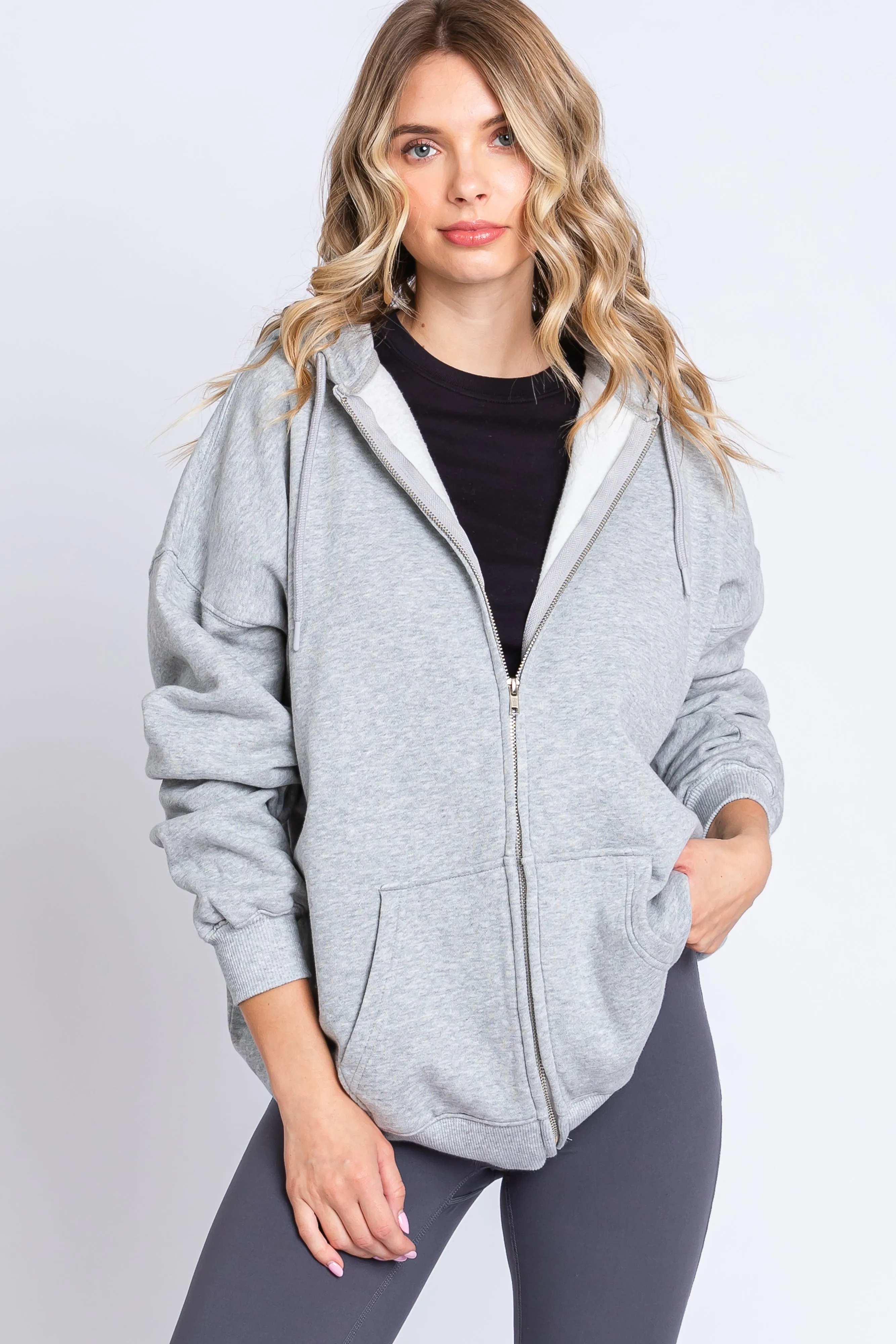 Heather Grey Hooded Jacket sold by Pinkblush product image thumbnail 5