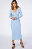 Light Blue V-Neck Long Sleeve Fitted Maxi Dress sold by Pinkblush