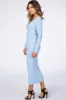 Light Blue V-Neck Long Sleeve Fitted Maxi Dress sold by Pinkblush