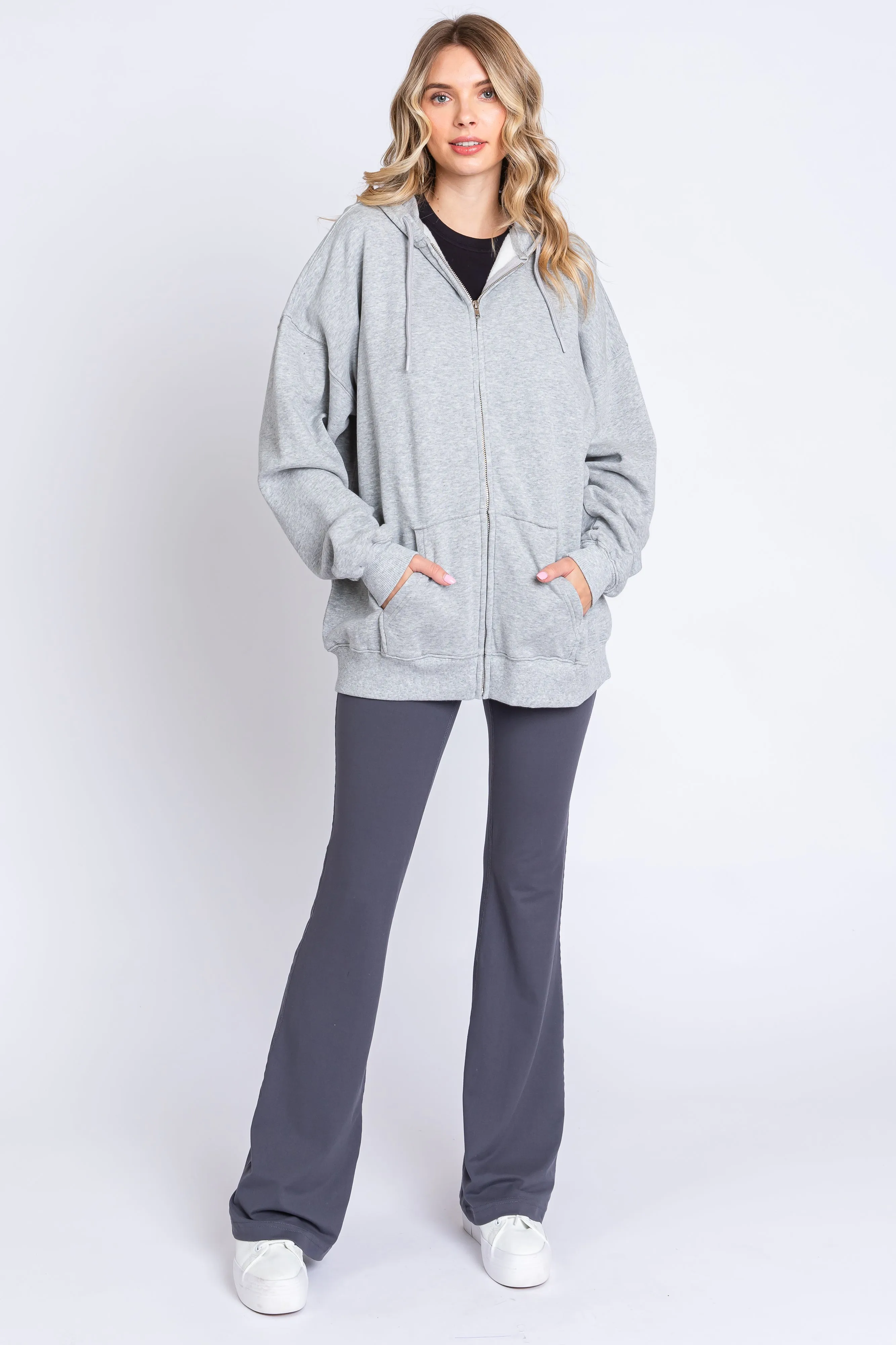 Heather Grey Hooded Jacket sold by Pinkblush