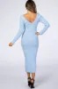 Light Blue V-Neck Long Sleeve Fitted Maxi Dress sold by Pinkblush