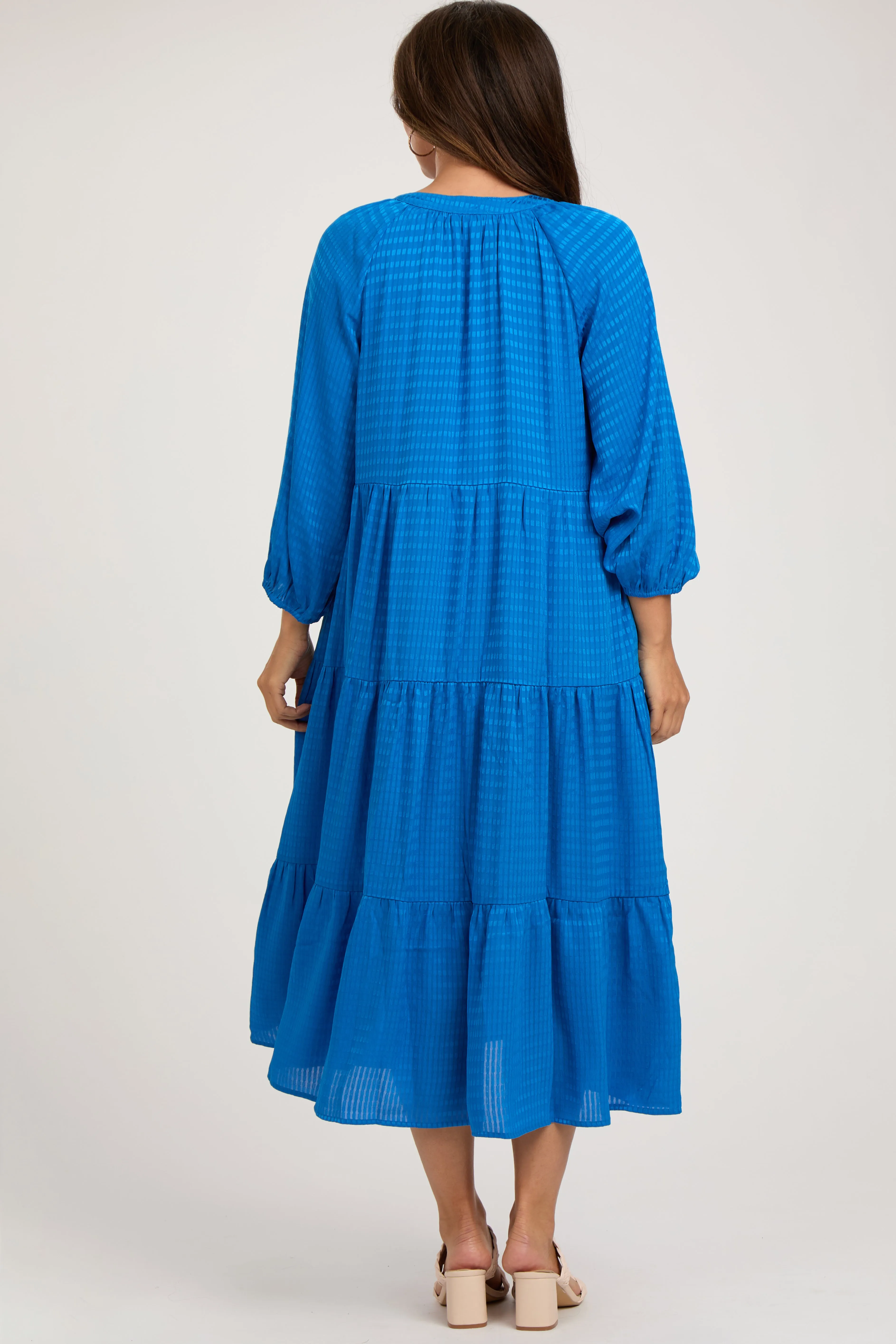 Royal Textured Tiered Maternity Midi Dress sold by Pinkblush product image thumbnail 3