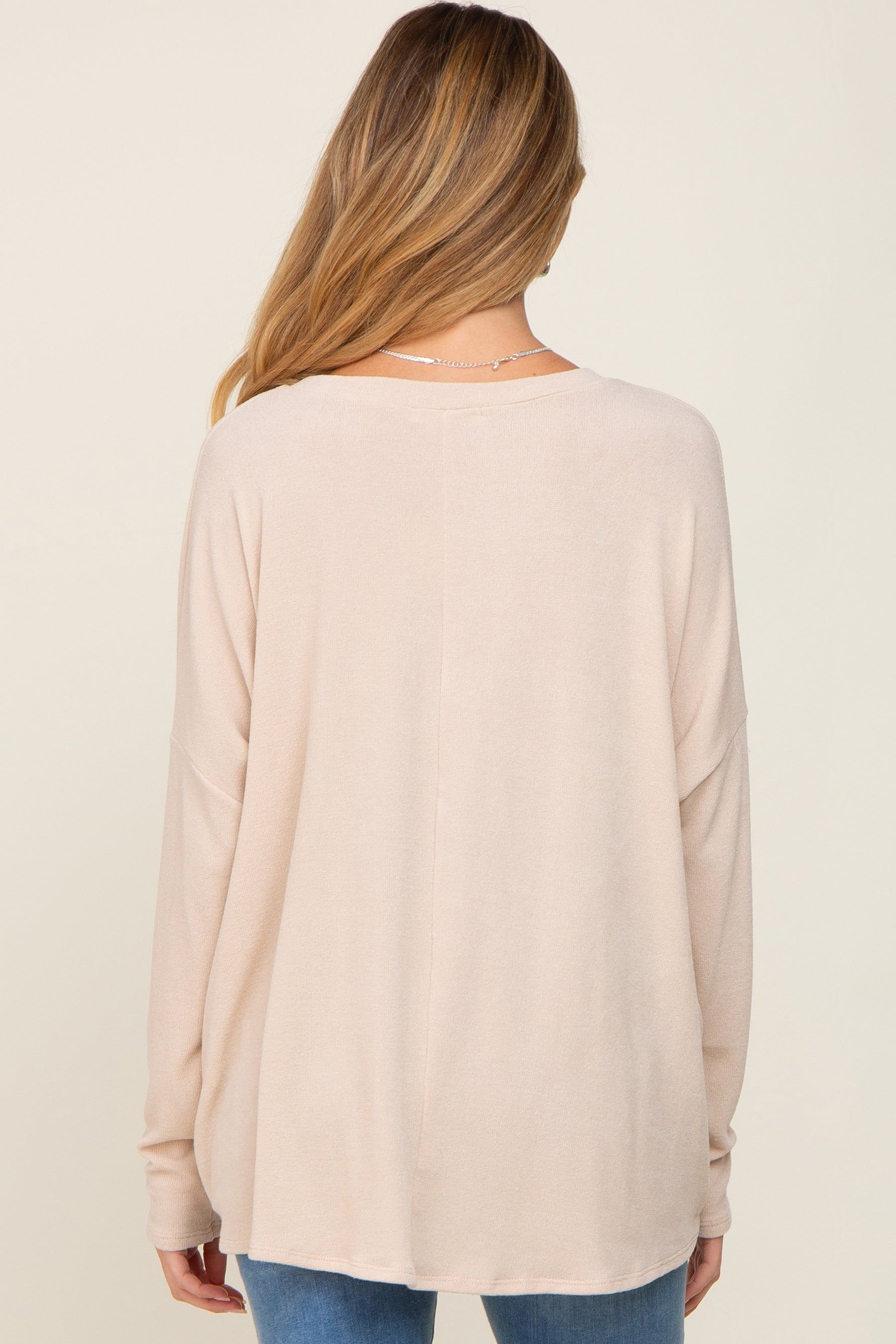 Cream Knit Long Dolman Sleeve Maternity Top sold by Pinkblush product image thumbnail 3