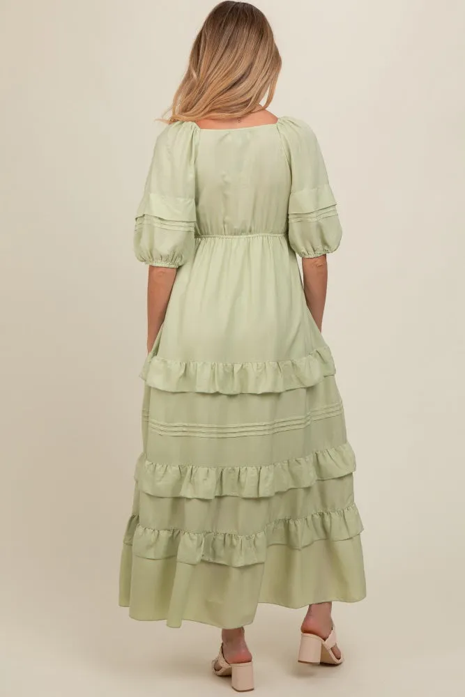 Sage Ruffle Tiered Maternity Maxi Dress sold by Pinkblush product image thumbnail 3