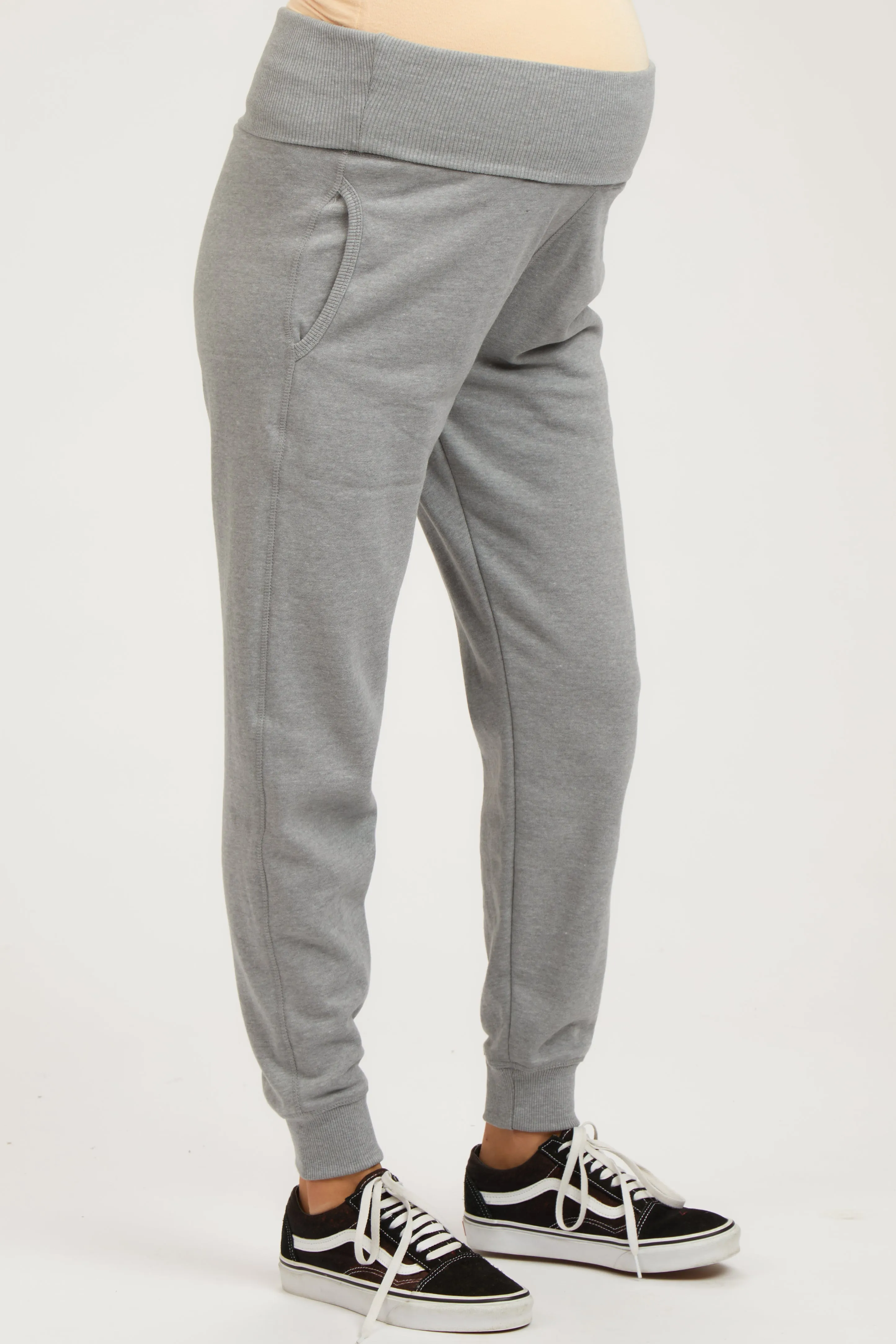 Heather Grey Slim Fit Maternity Joggers sold by Pinkblush product image thumbnail 3