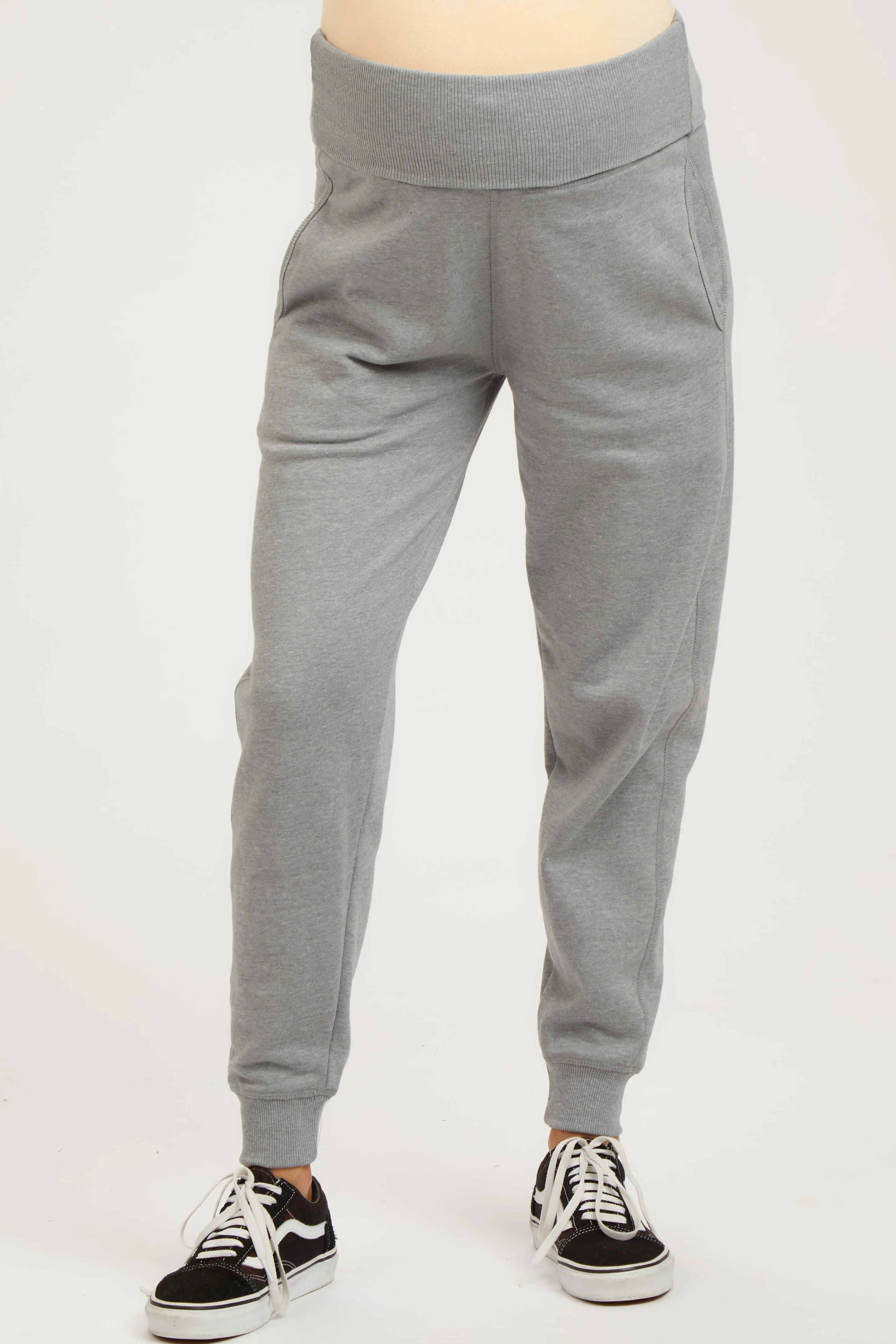Heather Grey Slim Fit Maternity Joggers sold by Pinkblush product image thumbnail 2