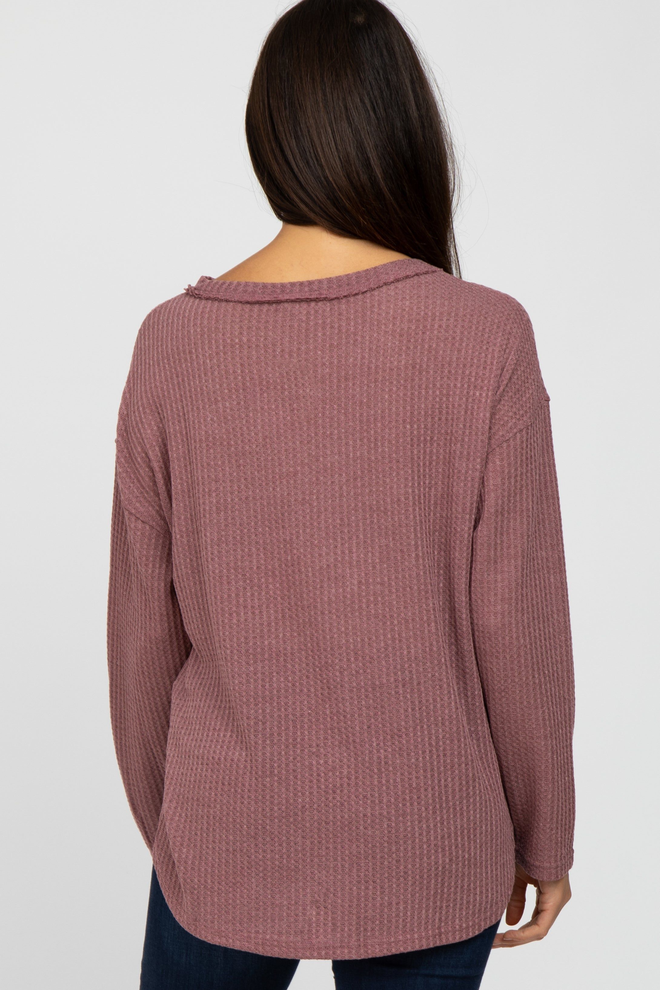 Mauve Waffle Knit Round Hem Top sold by Pinkblush product image thumbnail 4