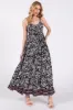 Black Floral Sleeveless Back Tie Maxi Dress sold by Pinkblush