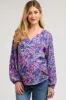 Purple Floral Long Sleeve Maternity Blouse sold by Pinkblush