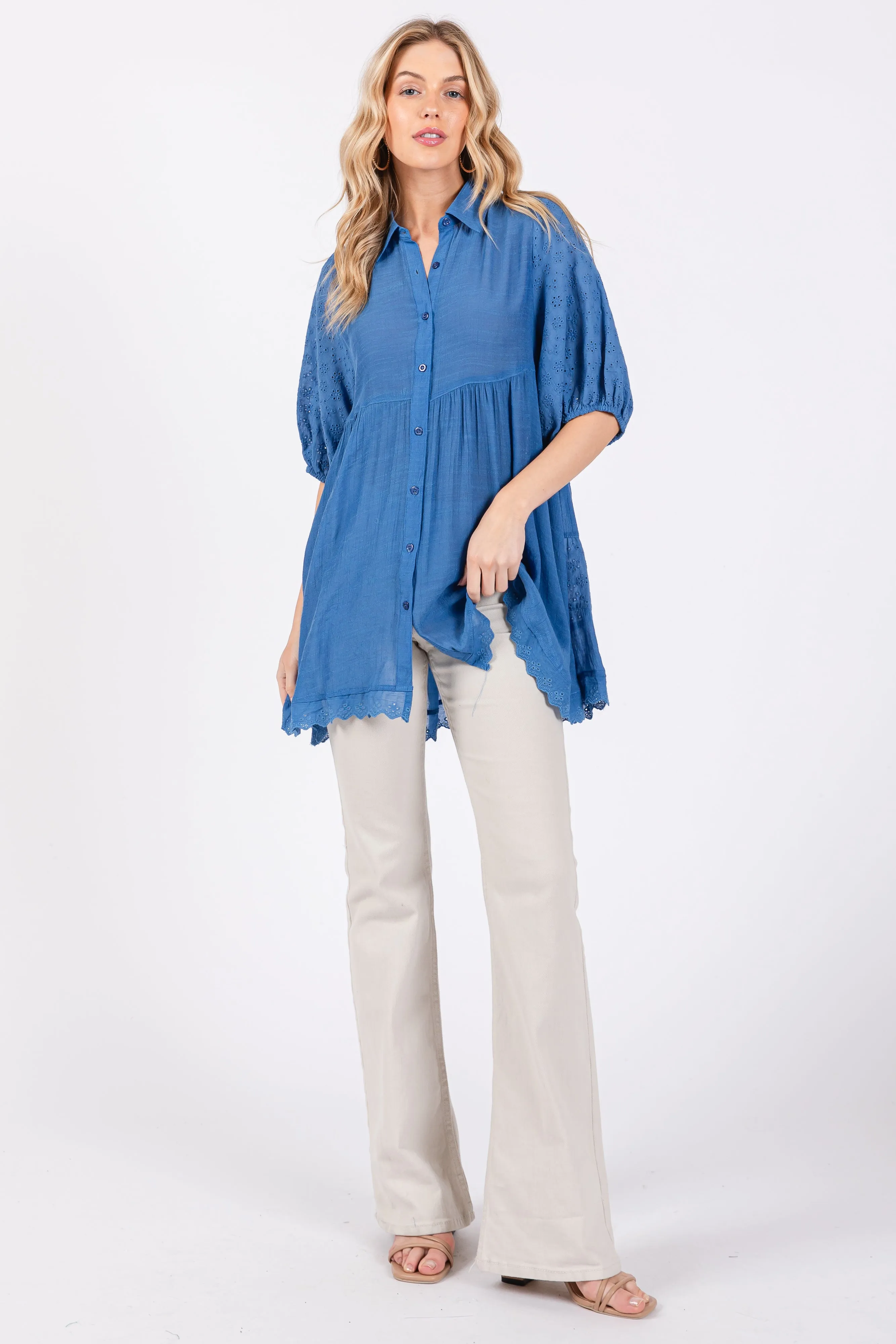 Blue Collared Lightweight Maternity Tunic sold by Pinkblush product image thumbnail 3