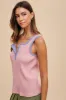 Light Mauve Combo Contrast Striped Rib Henely Tank Top sold by Pinkblush