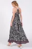 Black Floral Sleeveless Back Tie Maxi Dress sold by Pinkblush
