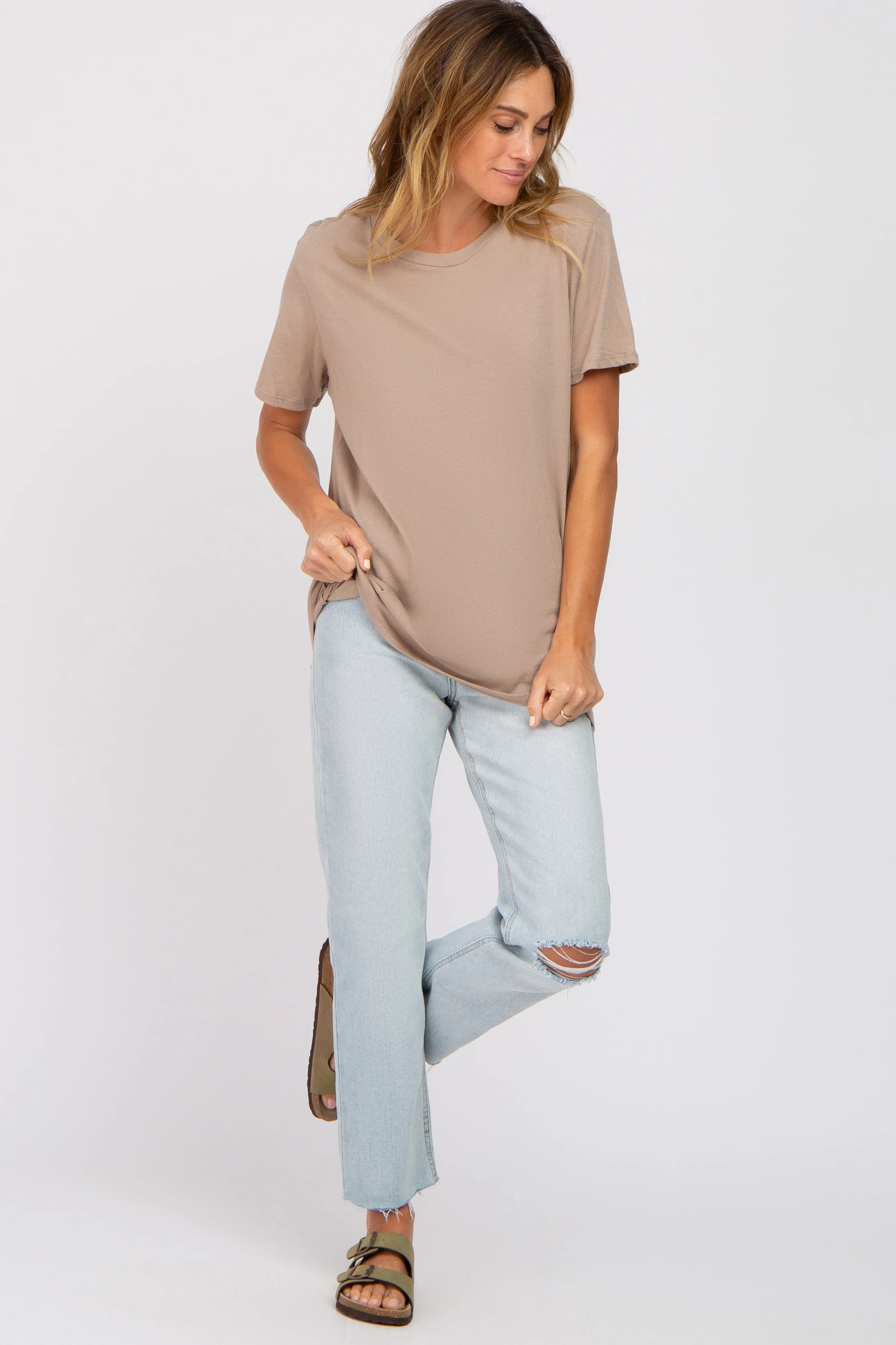 Mocha Oversized Short Sleeve Top sold by Pinkblush product image thumbnail 4