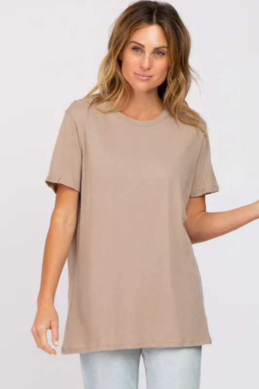 Mocha Oversized Short Sleeve Top sold by Pinkblush