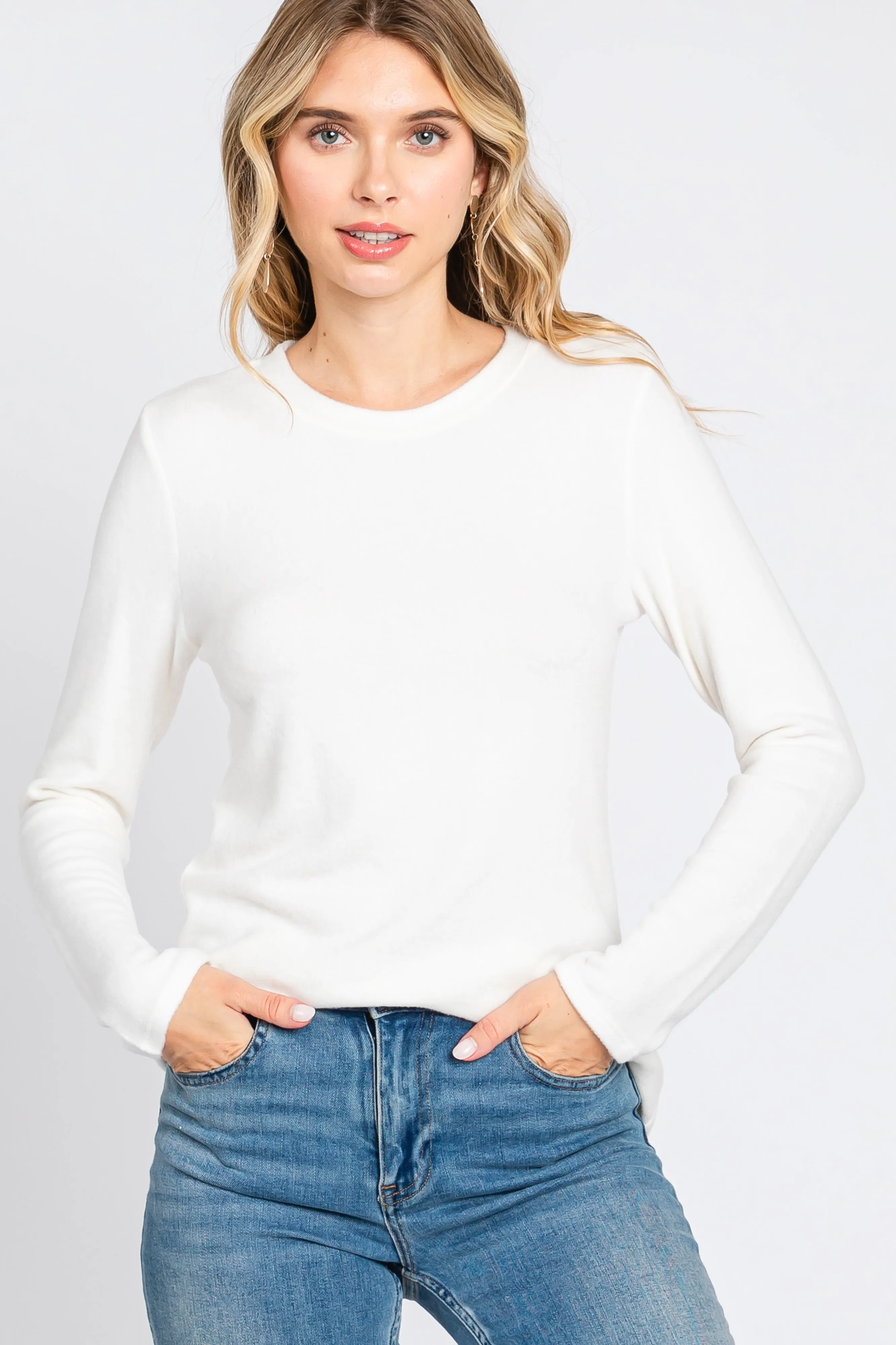 Ivory Soft Brushed Maternity Long Sleeve Top sold by Pinkblush product image thumbnail 5