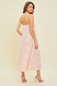 Apricot Dropped Waist Flare Midi Dress sold by Pinkblush