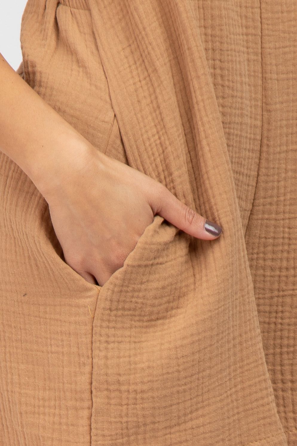 Camel Square Neck Elastic Strap Romper sold by Pinkblush product image thumbnail 4