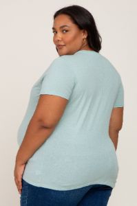 Light Olive Solid Short Sleeve Plus Maternity Top sold by Pinkblush