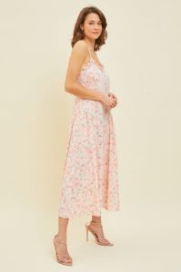 Apricot Dropped Waist Flare Midi Dress sold by Pinkblush