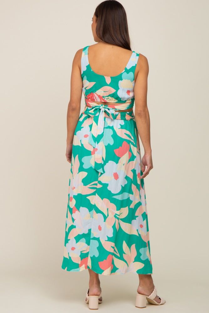 Green Floral Cutout Back Maternity Maxi Dress sold by Pinkblush product image thumbnail 3