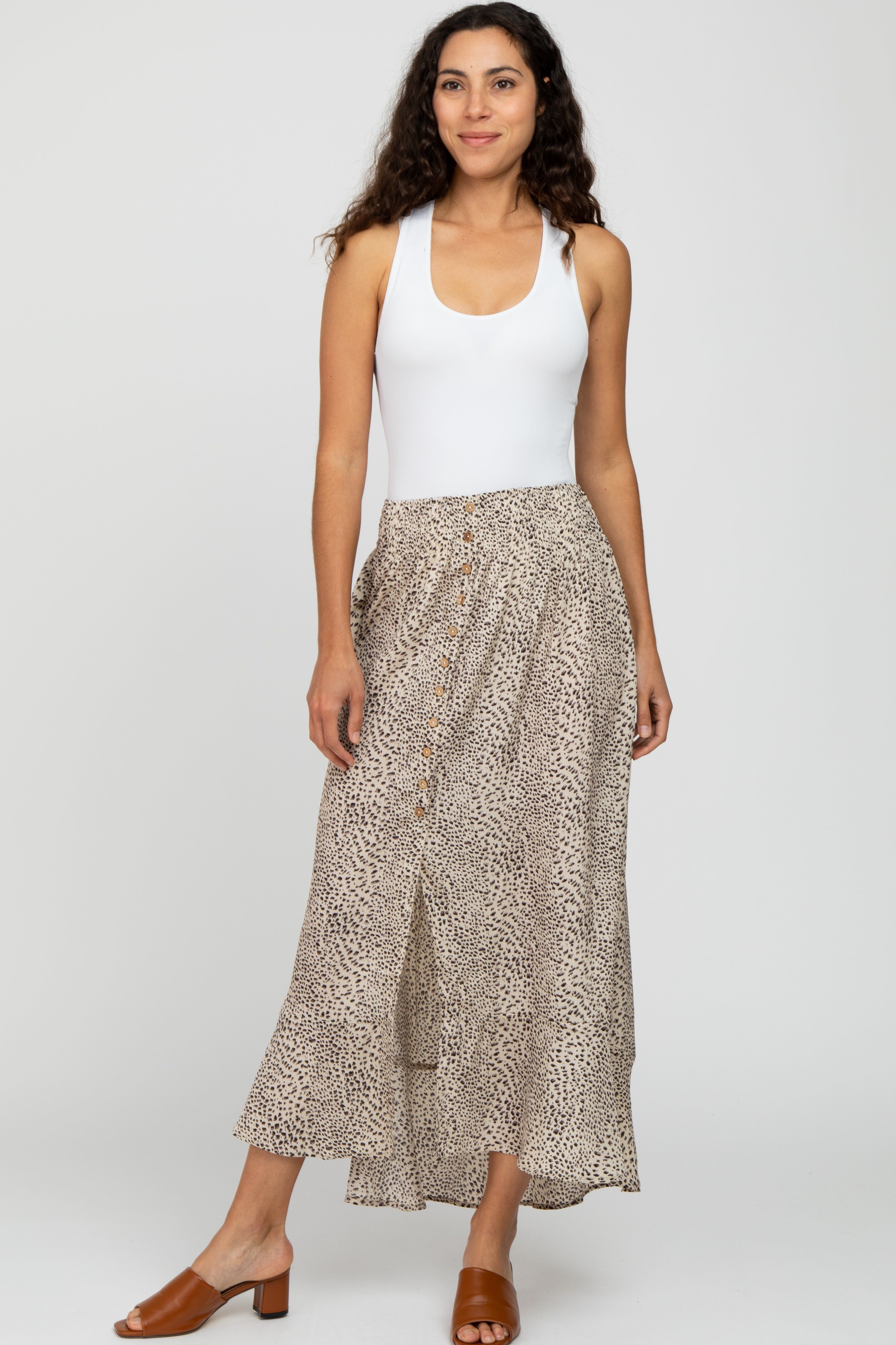 Ivory Animal Print Maternity Maxi Skirt sold by Pinkblush product image thumbnail 7
