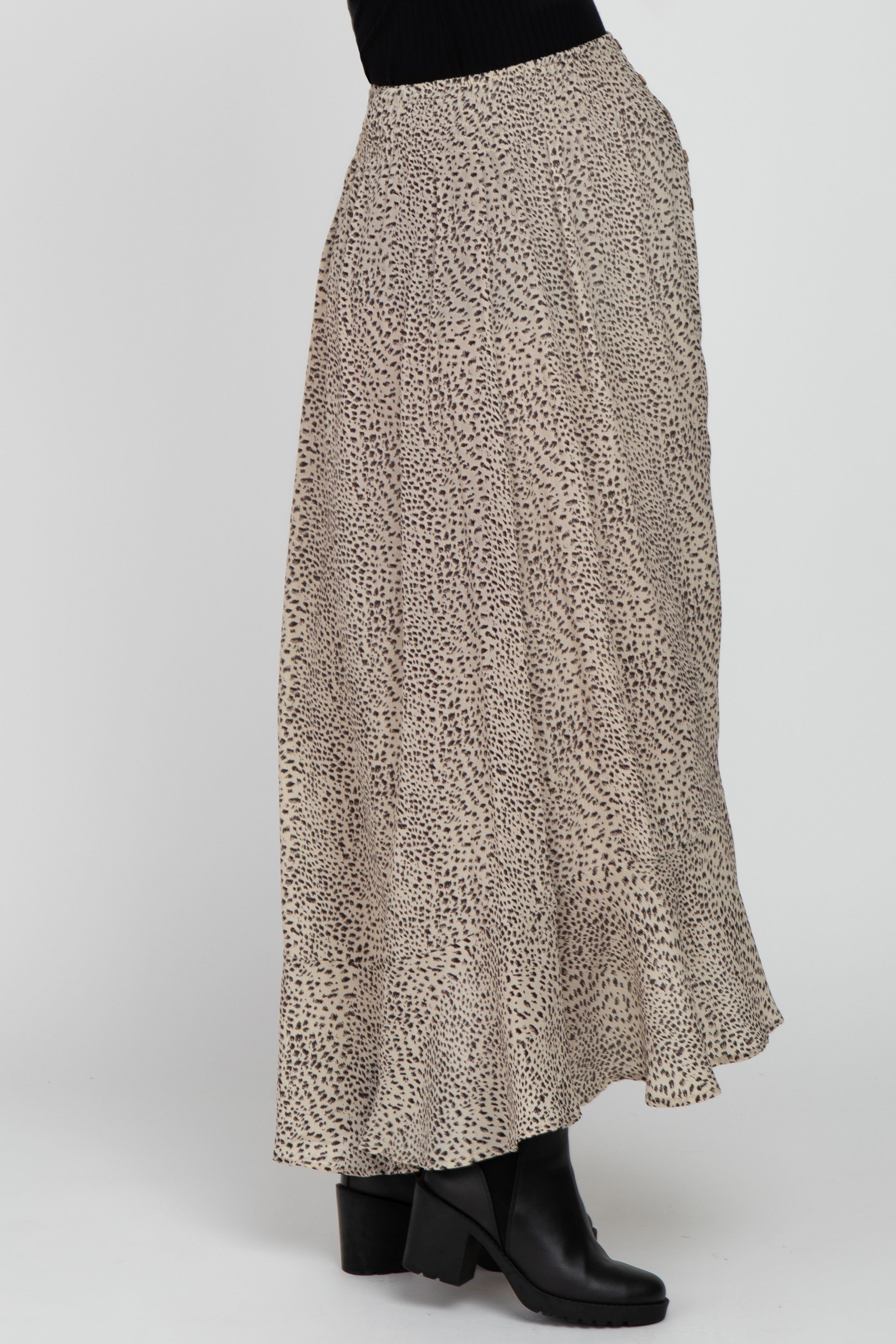 Ivory Animal Print Maternity Maxi Skirt sold by Pinkblush product image thumbnail 4