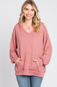 Mauve Front Pocket Maternity Hoodie sold by Pinkblush