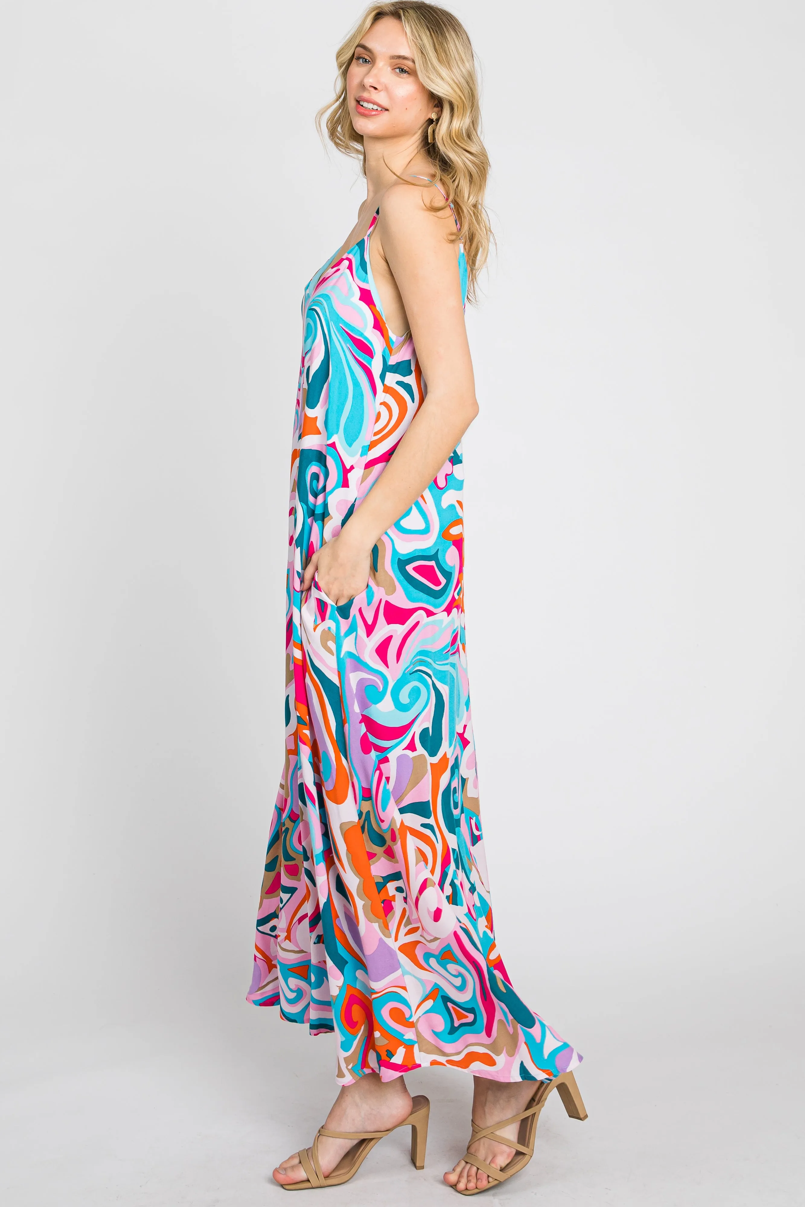 Multi-Color Sleeveless V-Neck Maxi Dress sold by Pinkblush product image thumbnail 4