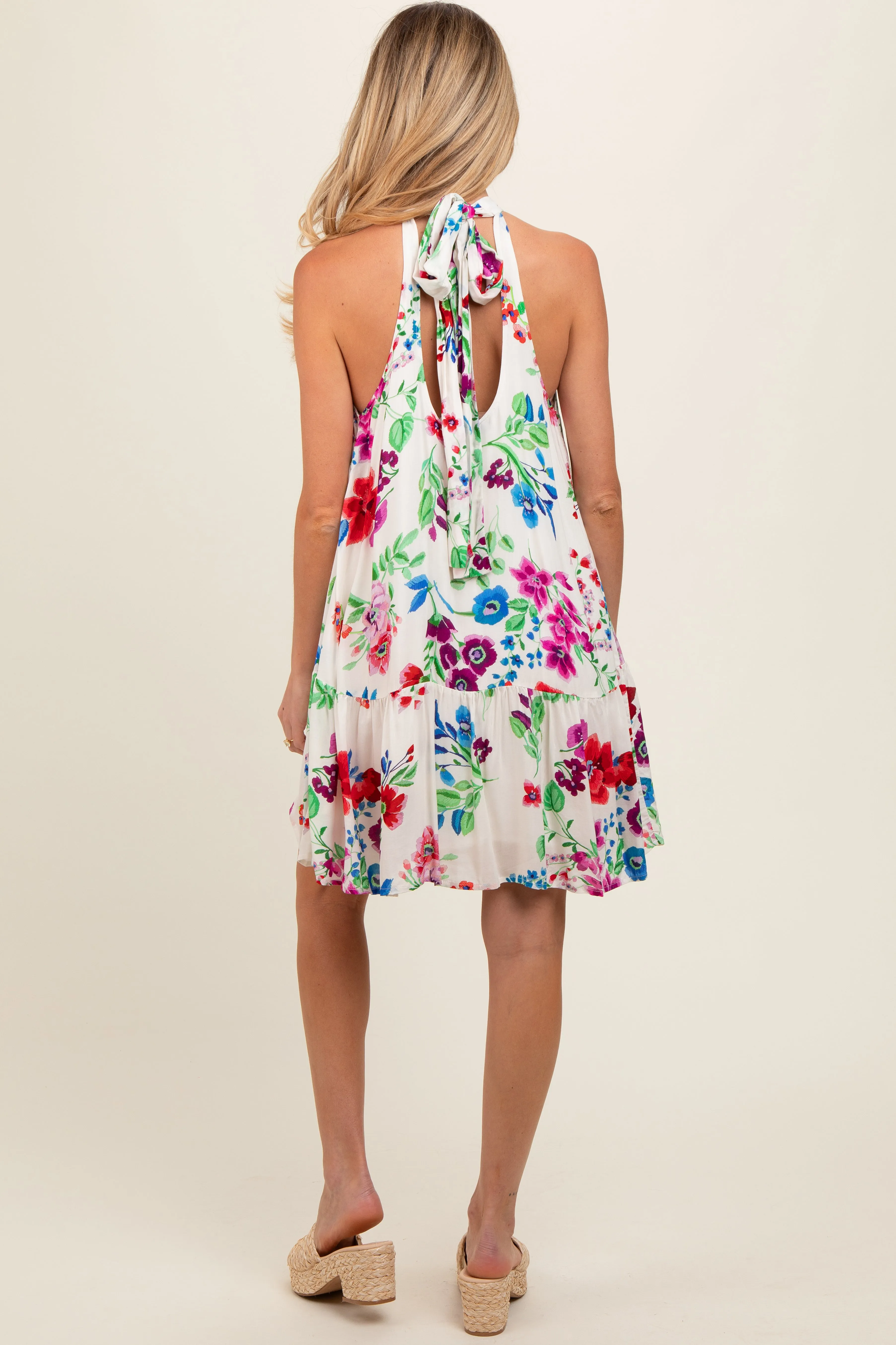 Multicolor Floral Back Cutout Maternity Mini Dress sold by Pinkblush product image thumbnail 4
