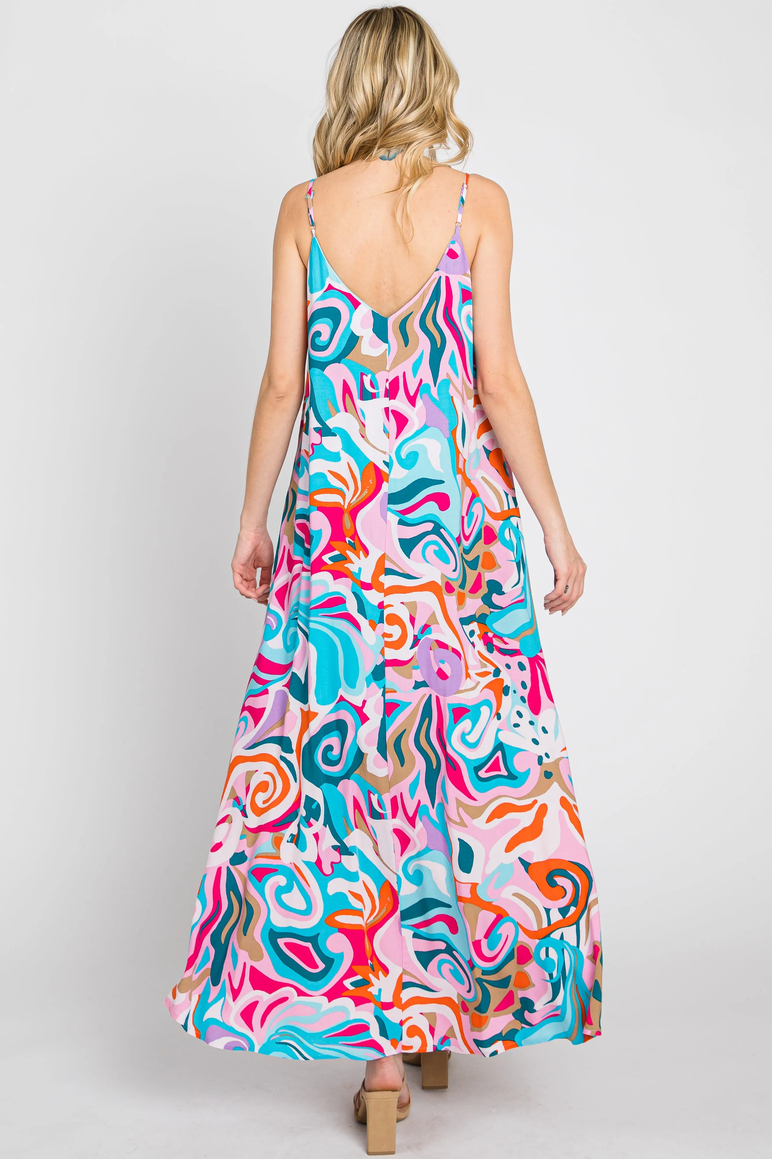 Multi-Color Sleeveless V-Neck Maxi Dress sold by Pinkblush product image thumbnail 5