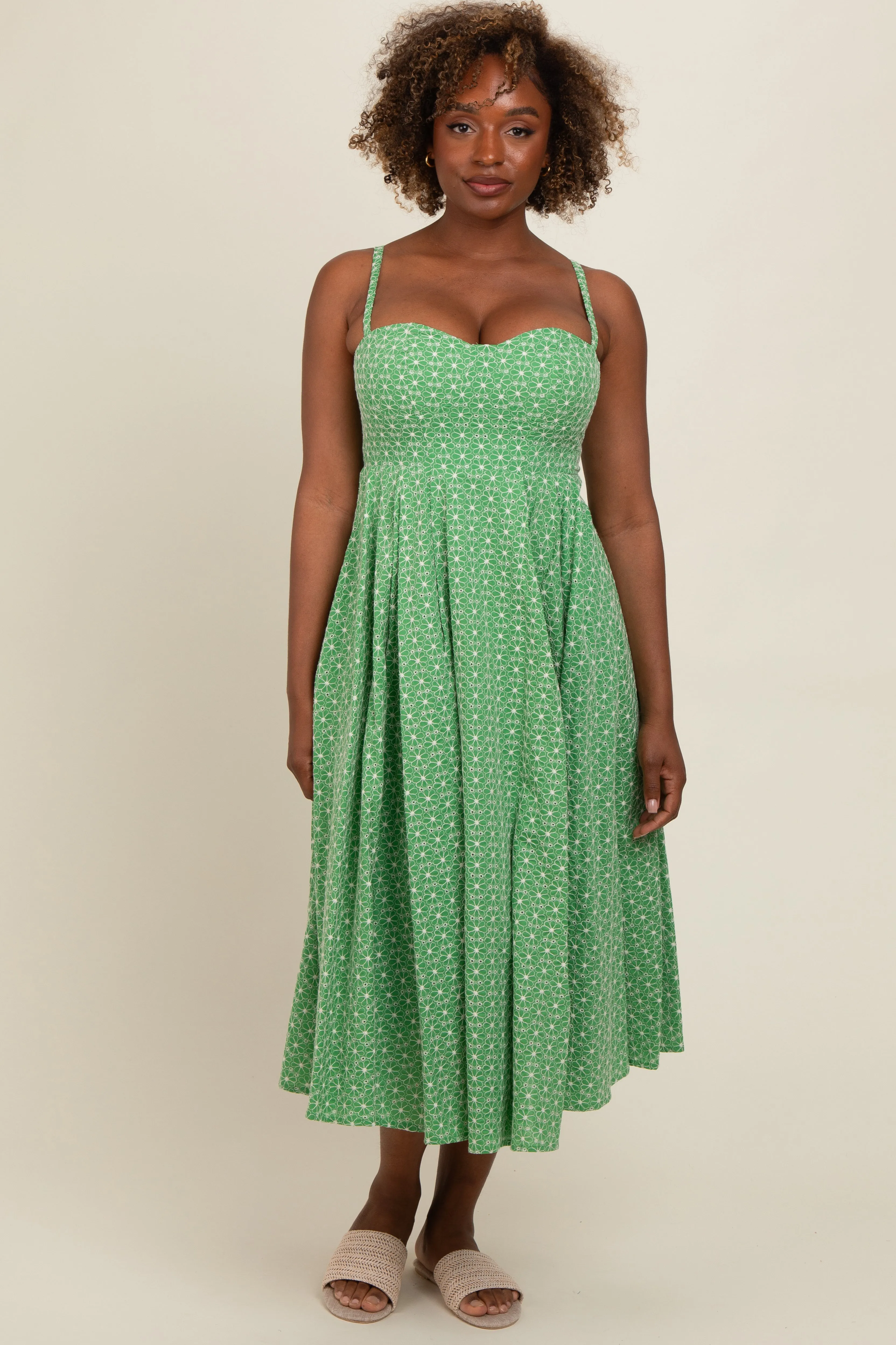 Green Floral Embroidered Maxi Dress sold by Pinkblush