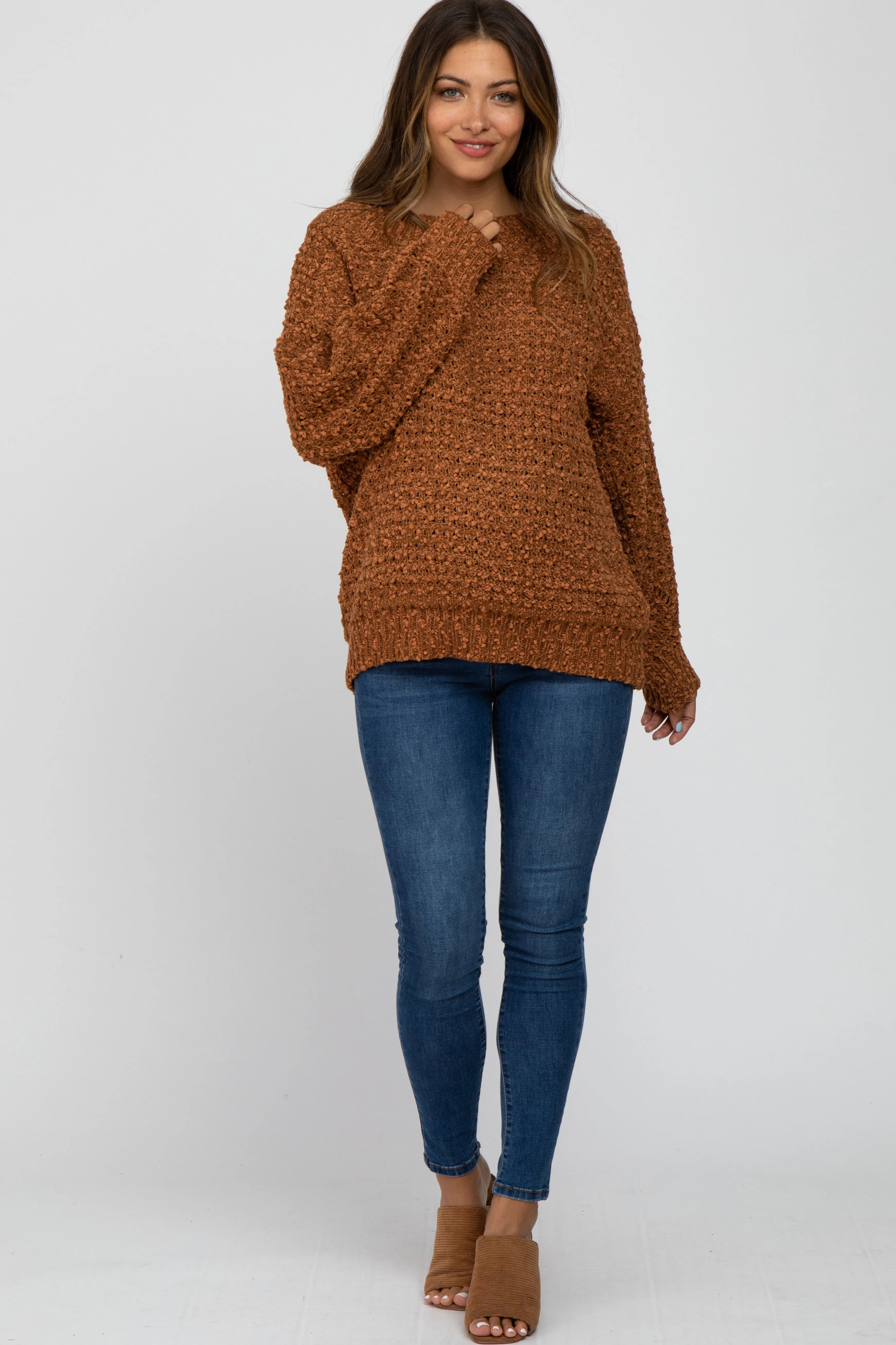 Camel Chunky Knit Maternity Sweater sold by Pinkblush product image thumbnail 4