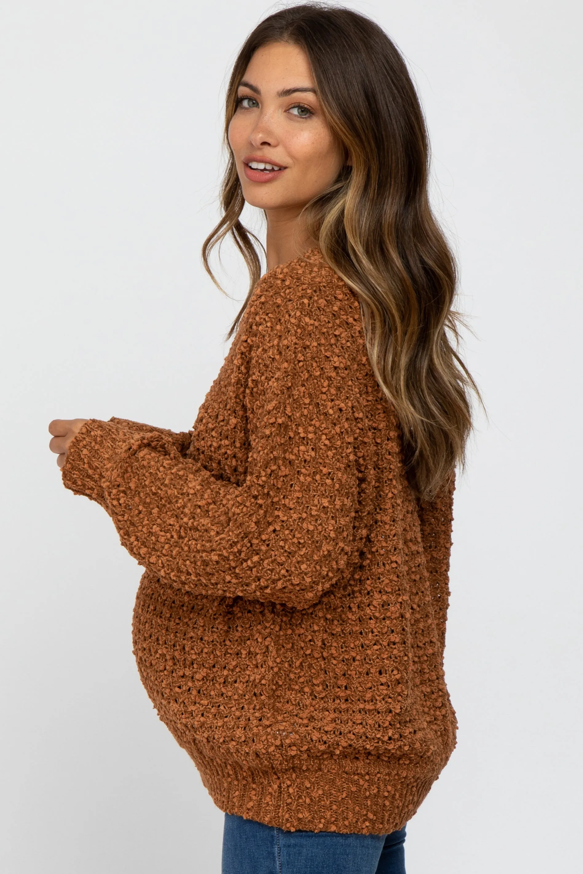 Camel Chunky Knit Maternity Sweater sold by Pinkblush product image thumbnail 2