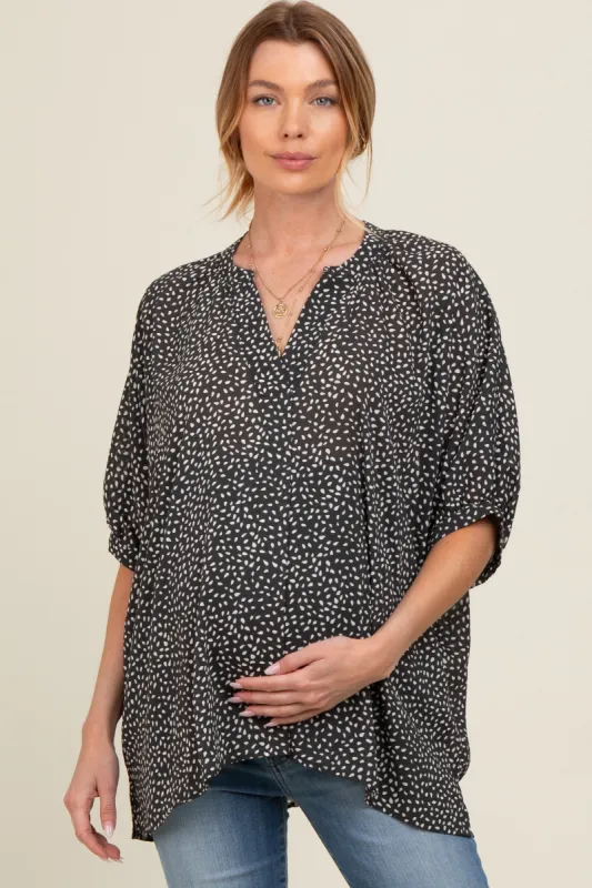 Charcoal Printed Dolman Sleeve Maternity Blouse sold by Pinkblush