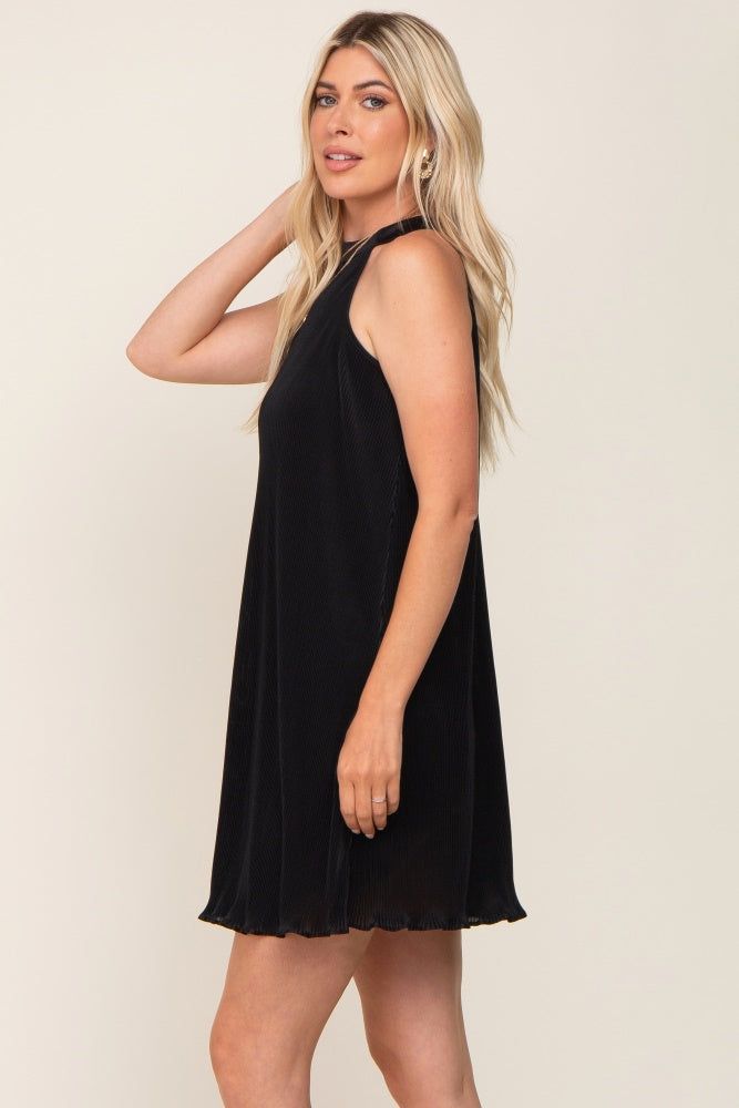 Black Pleated Plisse Halter Dress sold by Pinkblush product image thumbnail 2