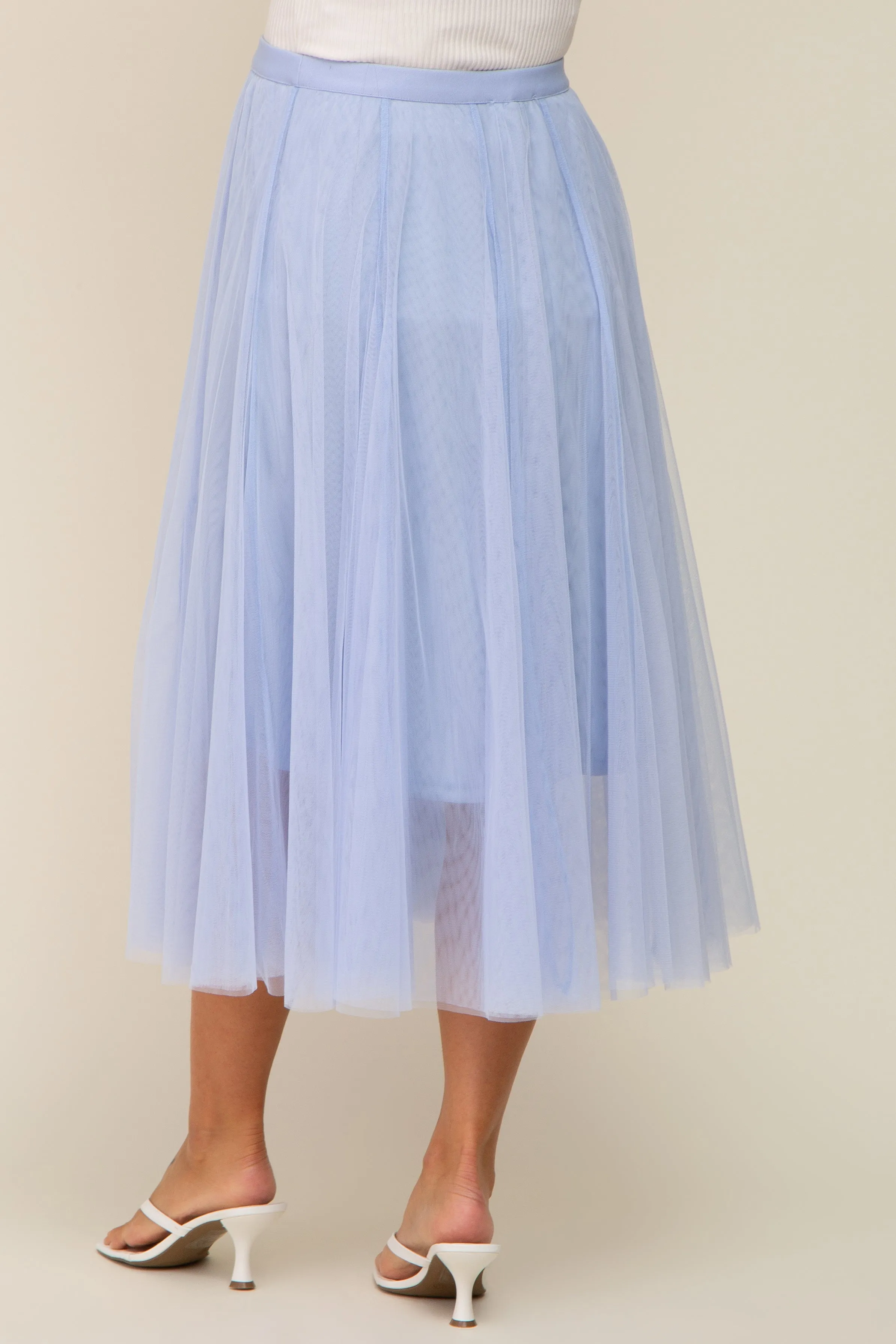 Light Blue Tulle Maternity Midi Skirt sold by Pinkblush product image thumbnail 4