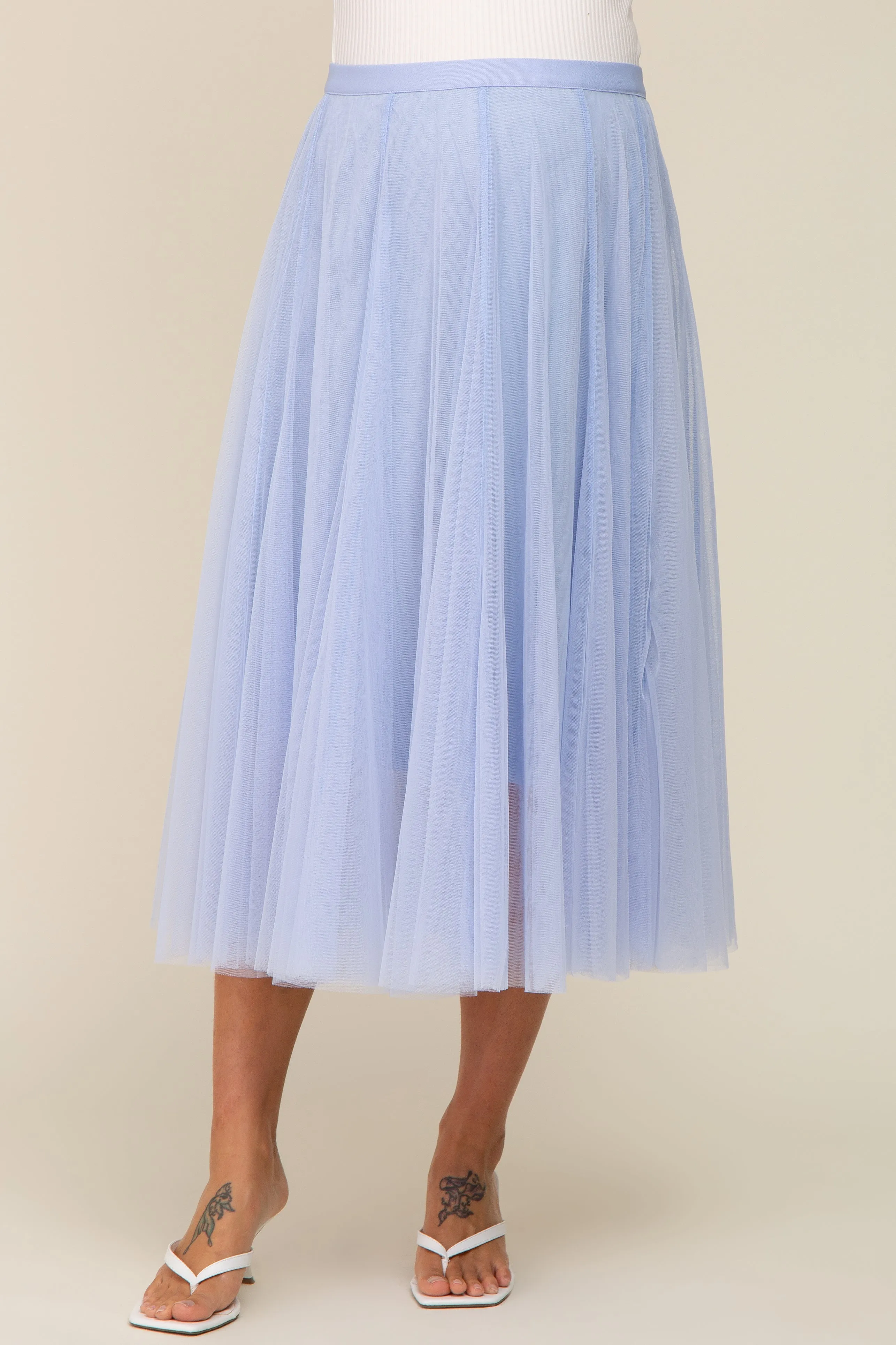 Light Blue Tulle Maternity Midi Skirt sold by Pinkblush product image thumbnail 2