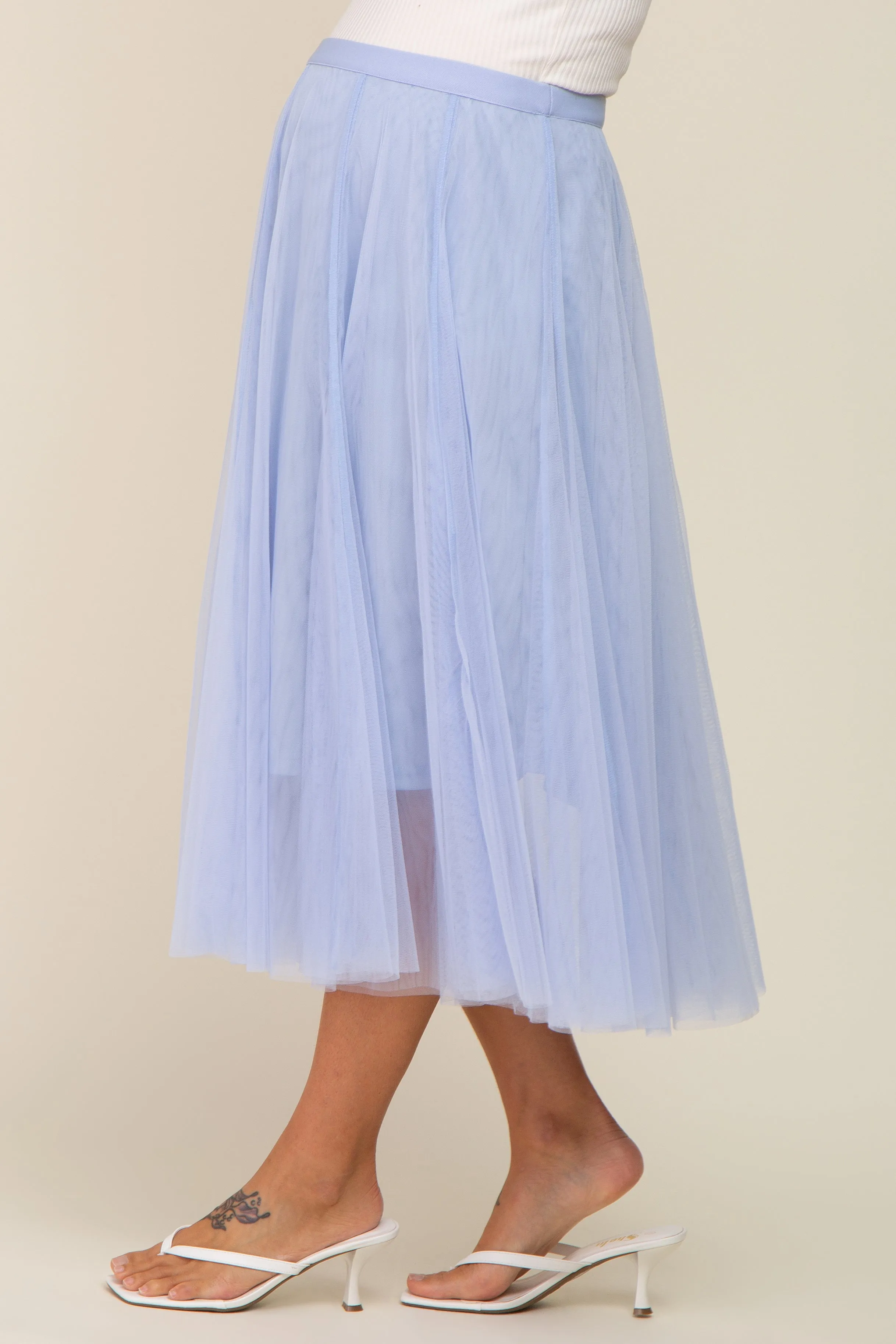Light Blue Tulle Maternity Midi Skirt sold by Pinkblush product image thumbnail 3