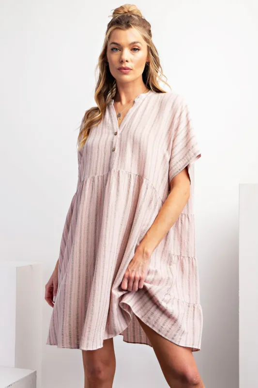 Light Pink Striped Button Front Dress sold by Pinkblush