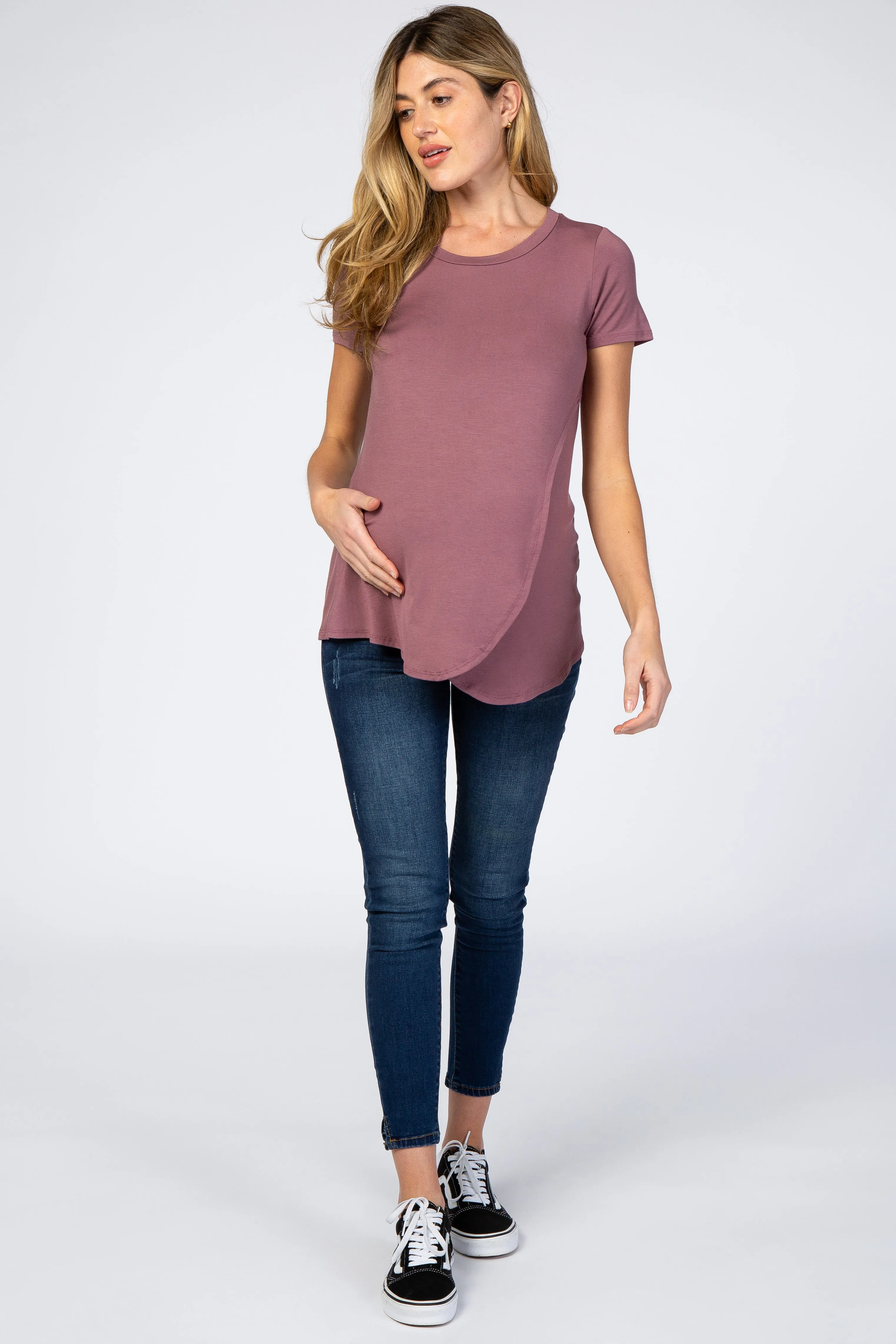 Mauve Layered Wrap Front Maternity Nursing Top sold by Pinkblush product image thumbnail 5