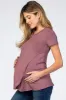 Mauve Layered Wrap Front Maternity Nursing Top sold by Pinkblush