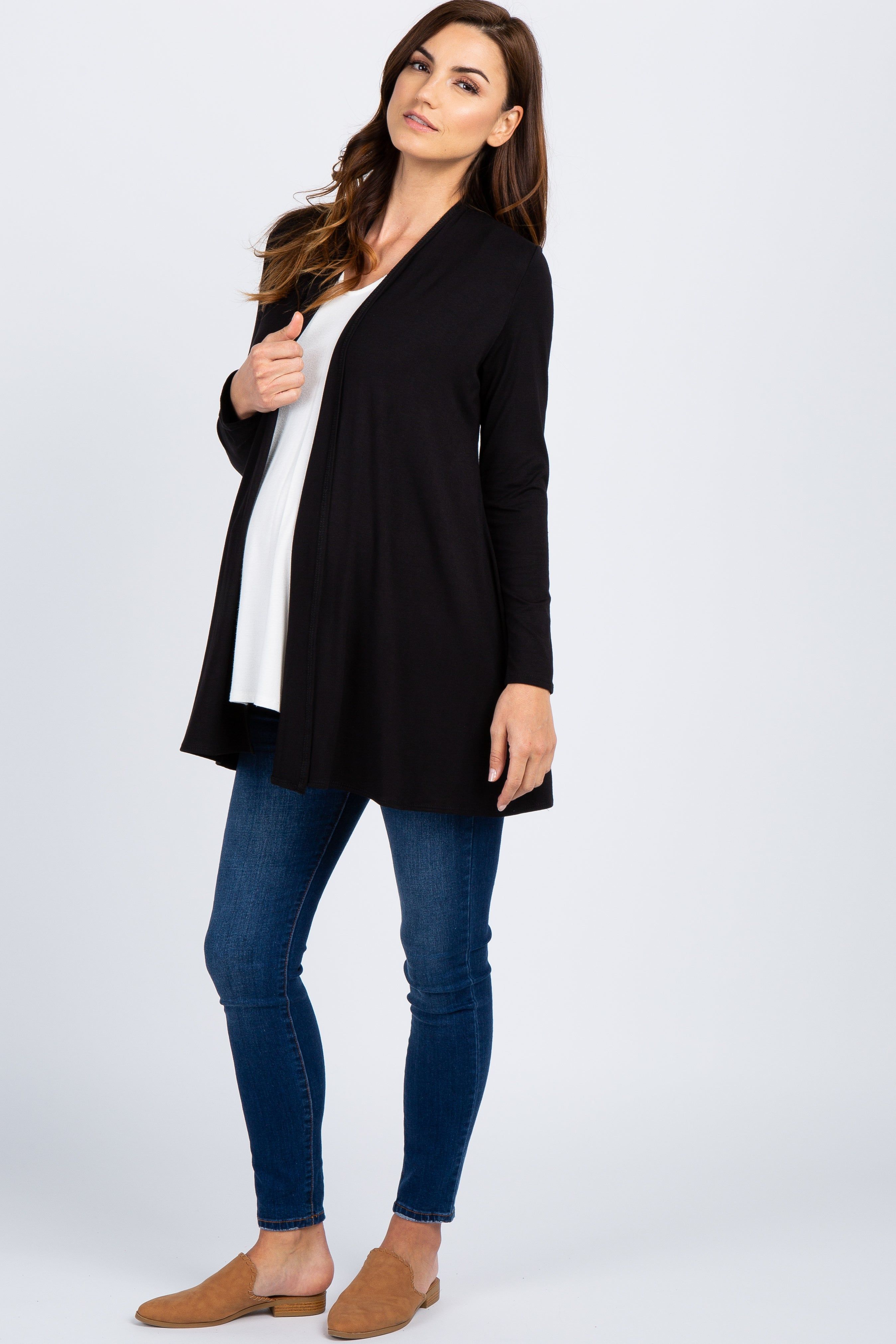 Black Solid Maternity Cardigan sold by Pinkblush product image thumbnail 4