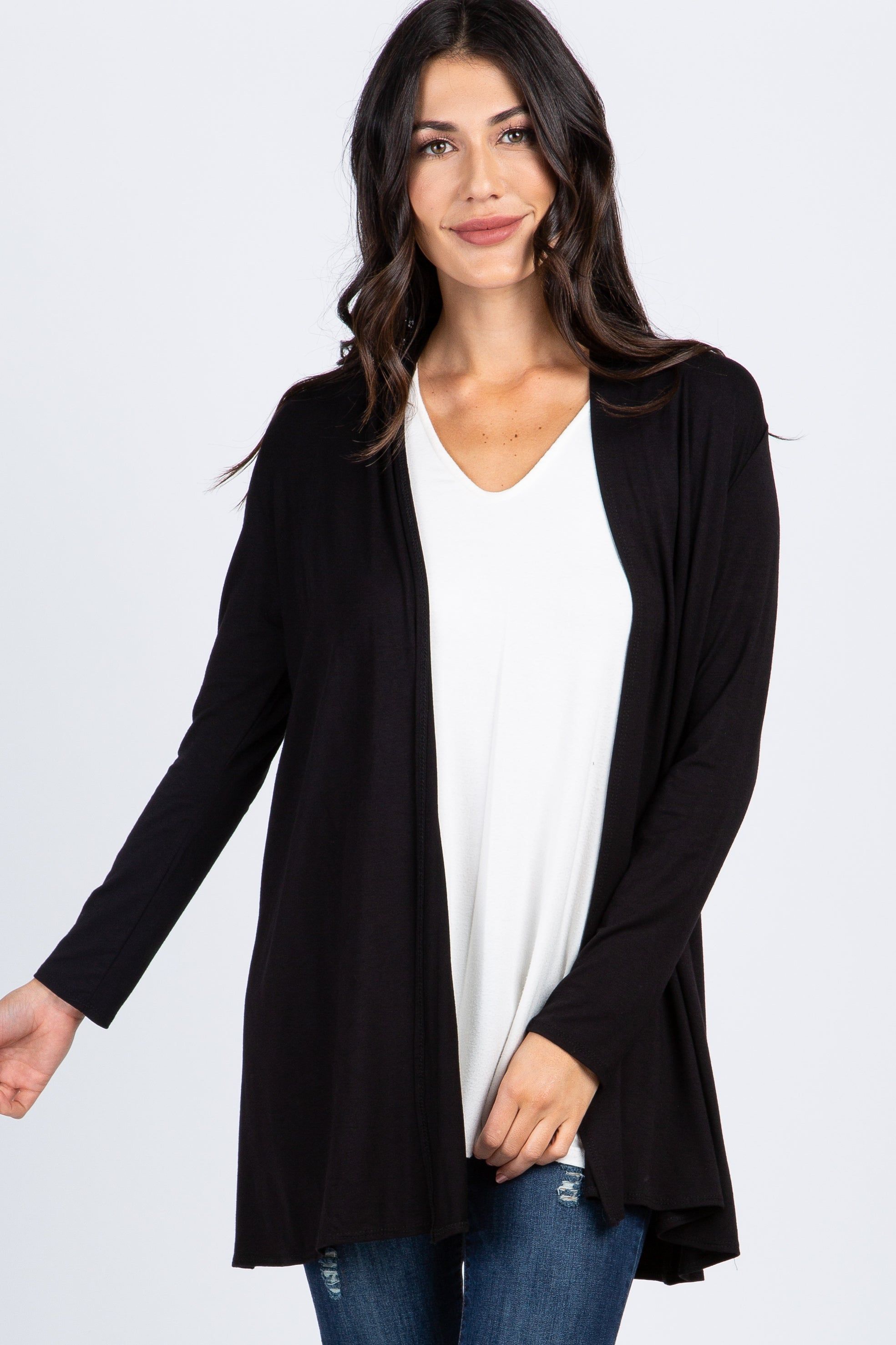 Black Solid Maternity Cardigan sold by Pinkblush product image thumbnail 5