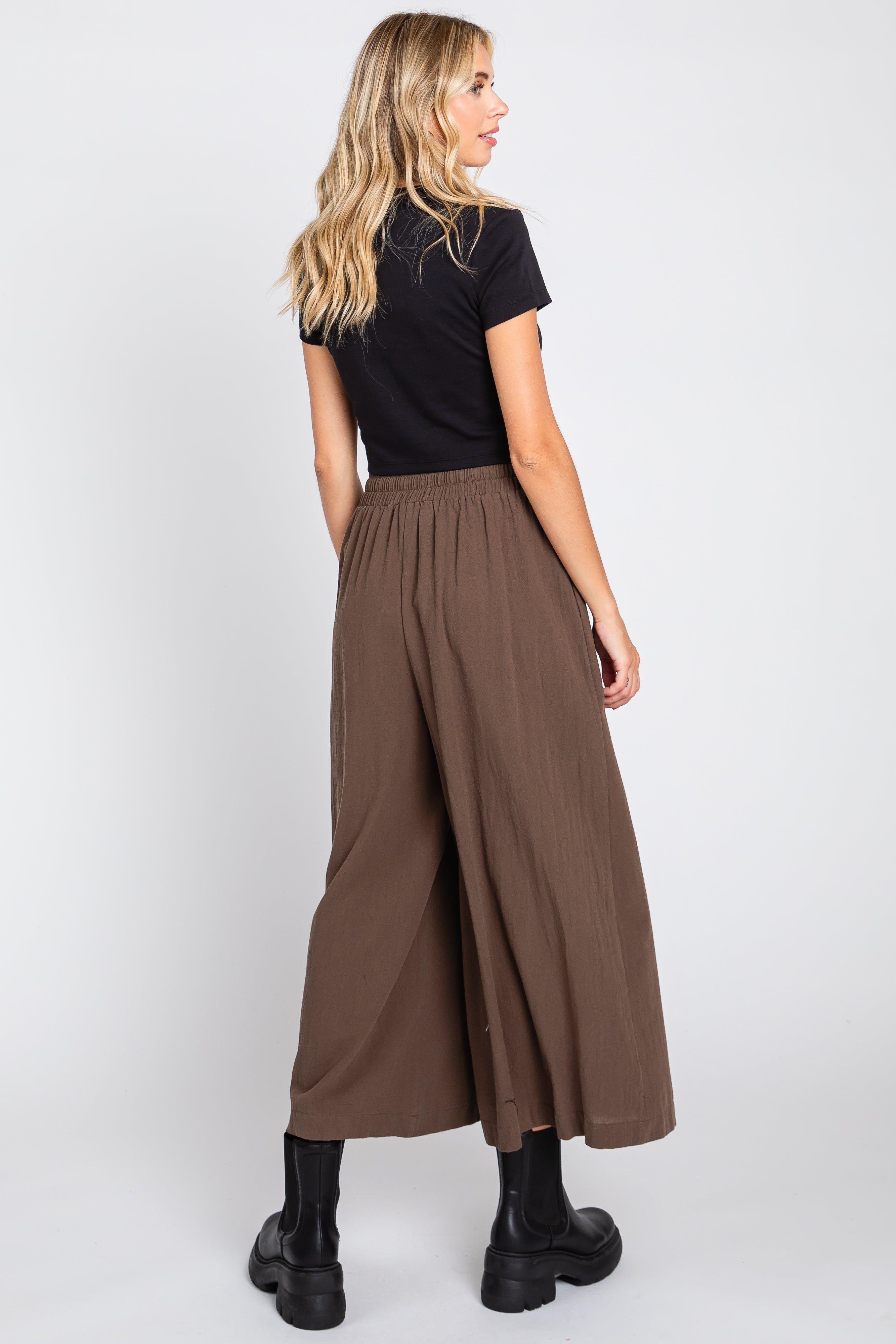 Brown Drawstring Wide Leg Pants sold by Pinkblush product image thumbnail 3