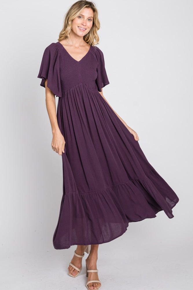 Purple Smocked Ruffle Dress sold by Pinkblush product image thumbnail 4