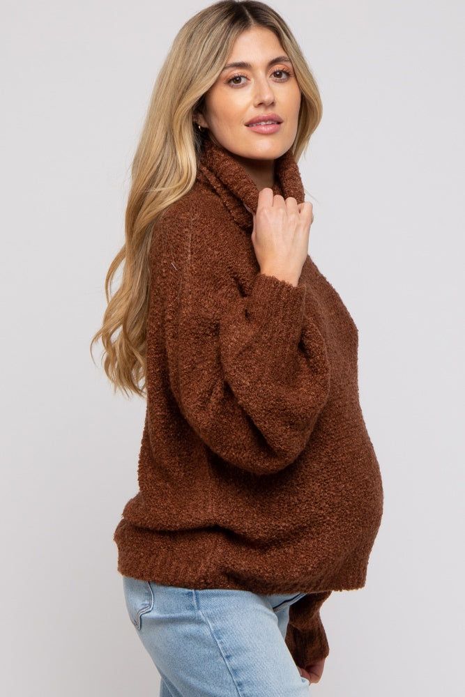 Brown Knit Turtle Neck Maternity Sweater sold by Pinkblush product image thumbnail 2