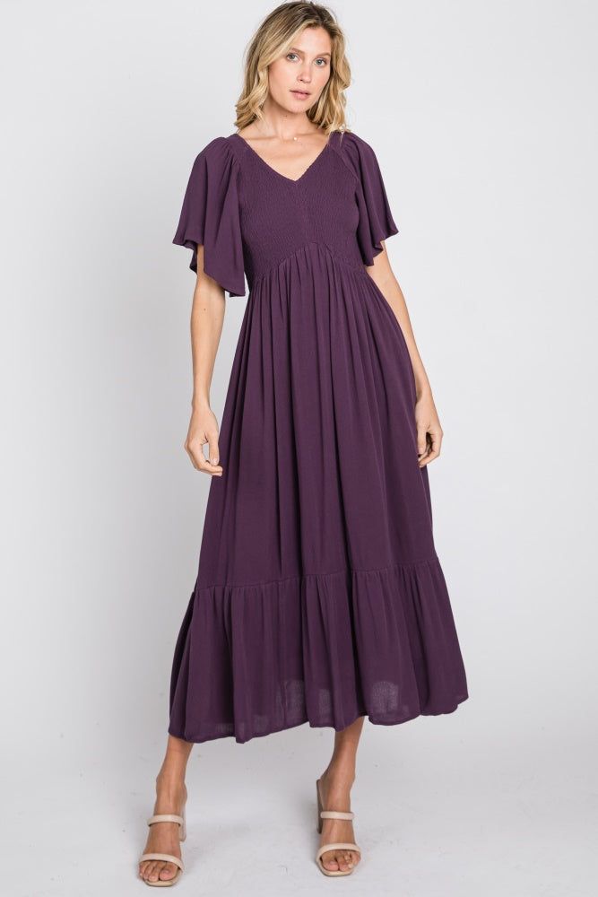 Purple Smocked Ruffle Dress sold by Pinkblush product image thumbnail 2