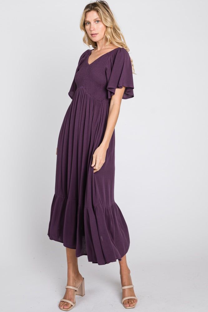 Purple Smocked Ruffle Dress sold by Pinkblush product image thumbnail 3