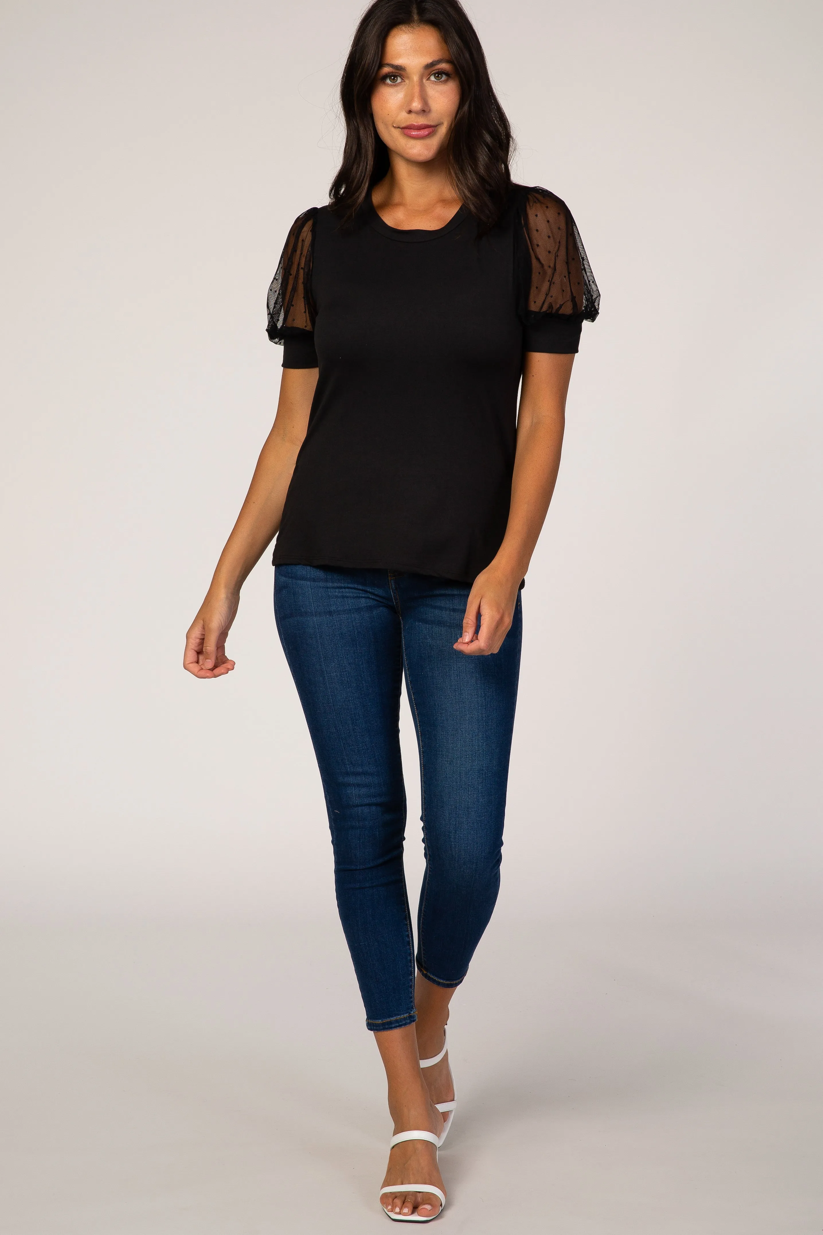 Black Mesh Sleeve Top sold by Pinkblush product image thumbnail 2