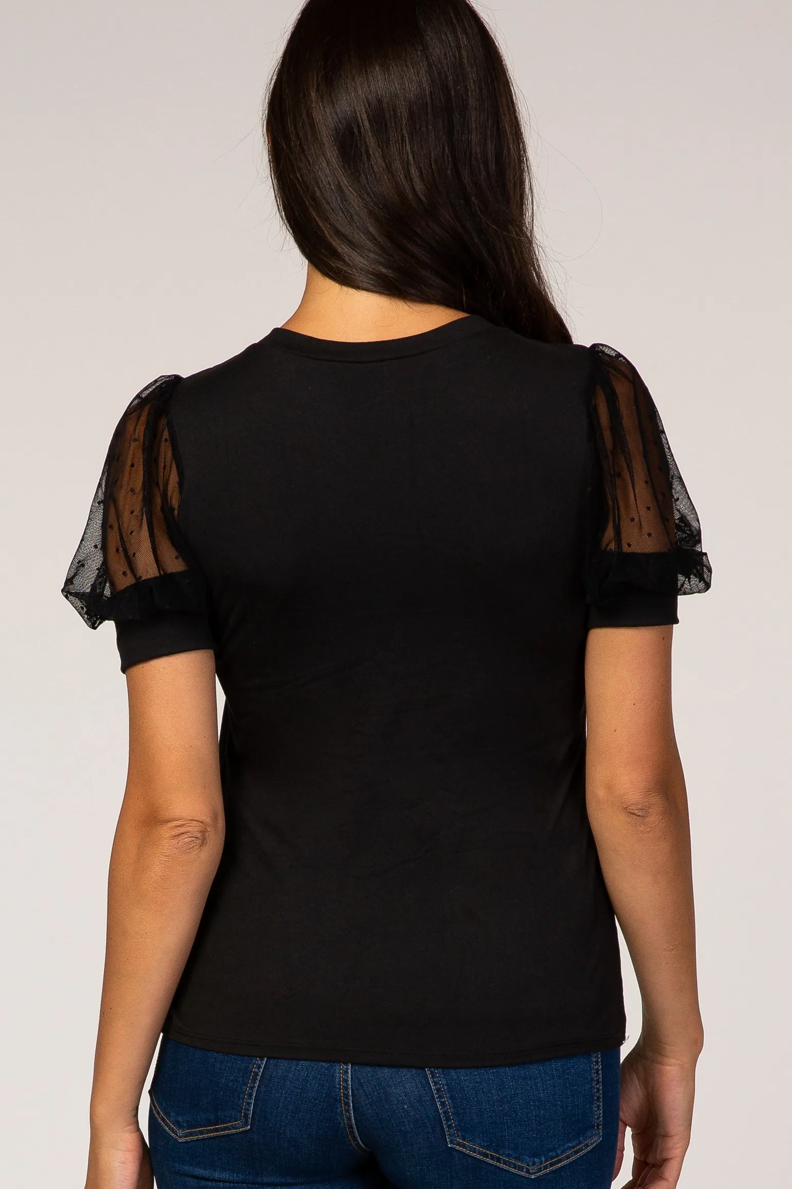 Black Mesh Sleeve Top sold by Pinkblush product image thumbnail 4